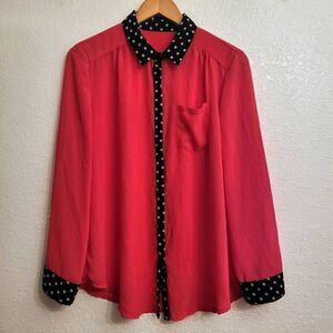 Vintage Barbie Pink Crepe Button-up Oversized Top w/ Polka-dot details: Y2K 90's